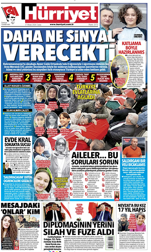 Prima pagina Hurriyet di oggi - Quotidiano estero