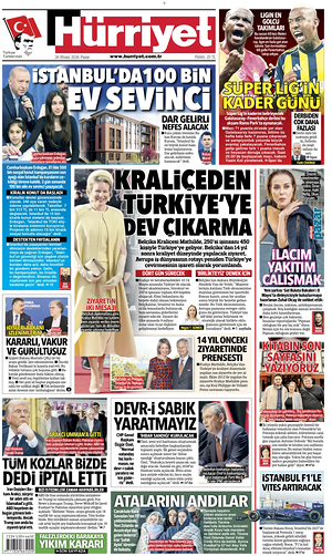 Prima pagina Hurriyet di oggi - Quotidiano estero