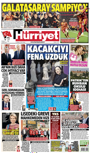 Prima pagina Hurriyet di oggi - Quotidiano estero