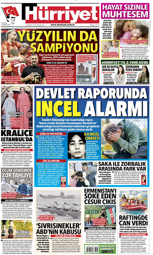 Prima pagina Hurriyet di oggi - Quotidiano estero