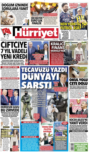 Prima pagina Hurriyet di oggi - Quotidiano estero