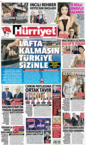 Prima pagina Hurriyet di oggi - Quotidiano estero
