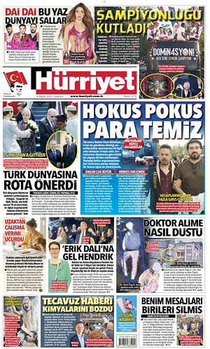 Prima pagina Hurriyet di oggi - Quotidiano estero