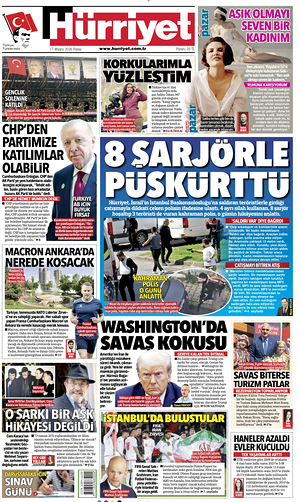 Prima pagina Hurriyet di oggi - Quotidiano estero