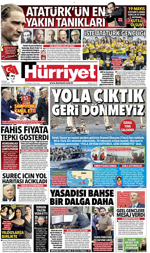 Prima pagina Hurriyet di oggi - Quotidiano estero