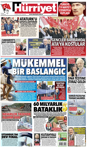 Prima pagina Hurriyet di oggi - Quotidiano estero