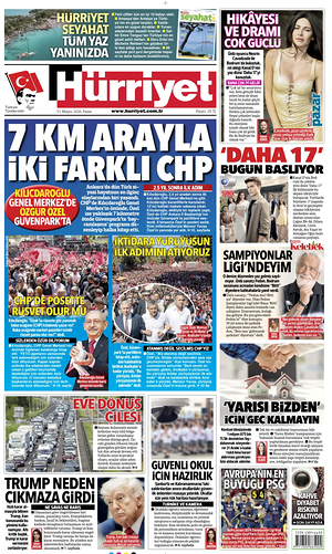 Prima pagina Hurriyet di oggi - Quotidiano estero