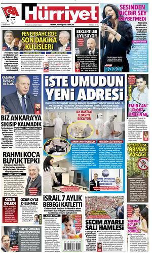 Prima pagina Hurriyet di oggi - Quotidiano estero