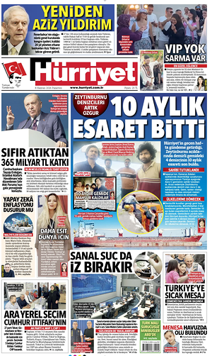 Prima pagina Hurriyet di oggi - Quotidiano estero