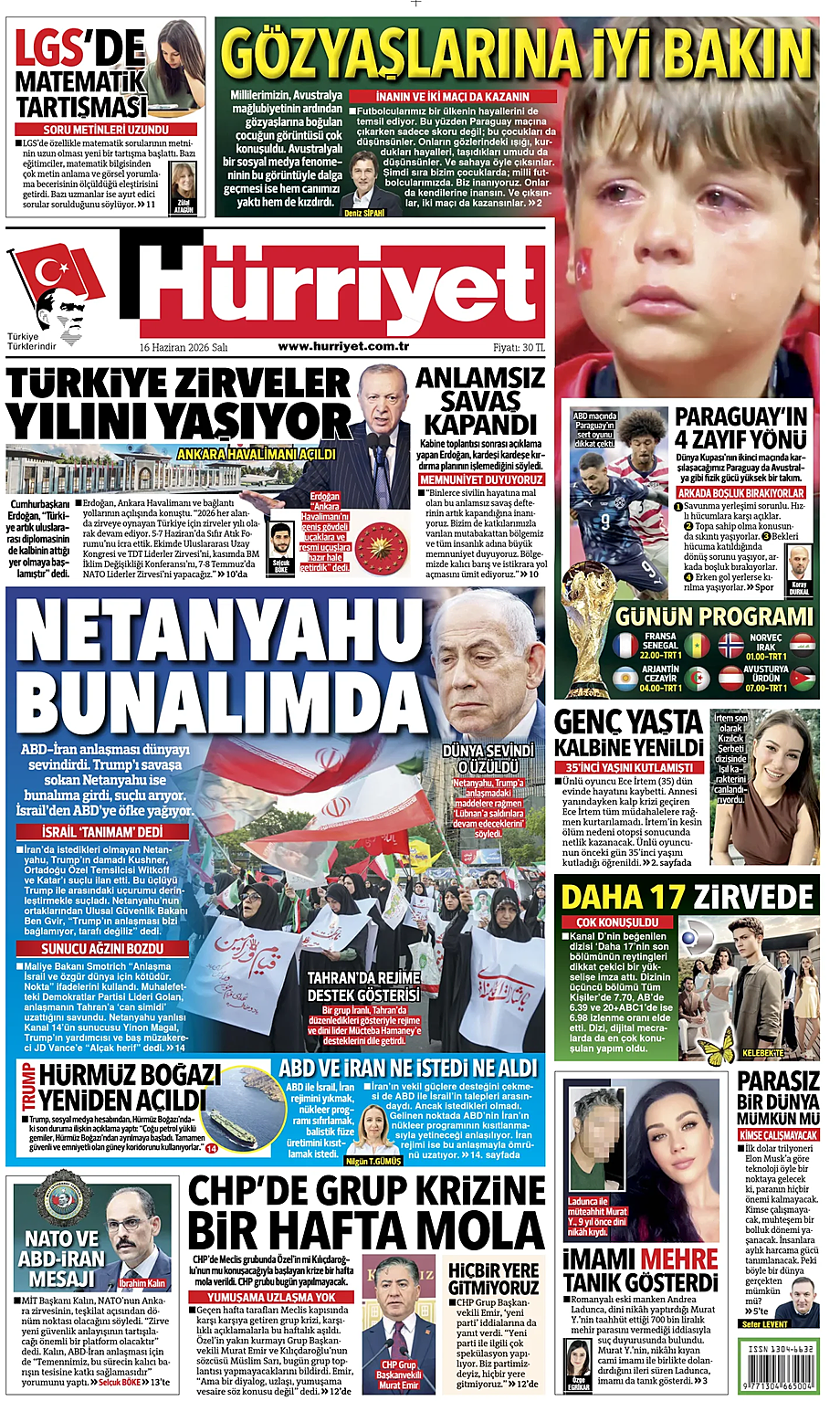 Portada Hurriyet de hoy - Quiosco 16 junio 2026