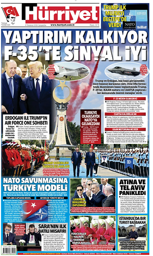 Prima pagina Hurriyet di oggi - Quotidiano estero