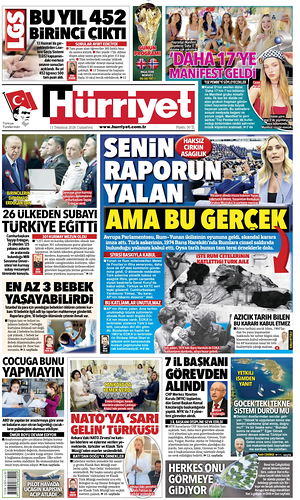 Prima pagina Hurriyet di oggi - Quotidiano estero