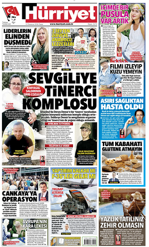 Prima pagina Hurriyet di oggi - Quotidiano estero