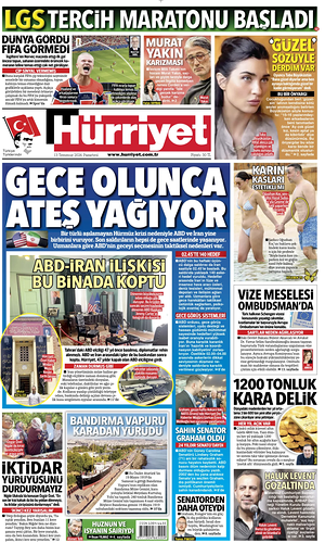 Prima pagina Hurriyet di oggi - Quotidiano estero