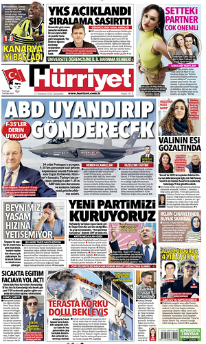 Prima pagina Hurriyet di oggi - Quotidiano estero