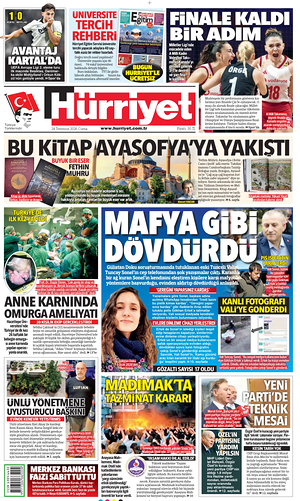 Prima pagina Hurriyet di oggi - Quotidiano estero