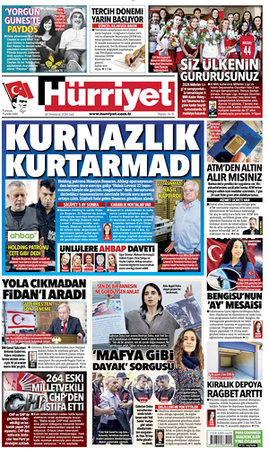 Prima pagina Hurriyet di oggi - Quotidiano estero