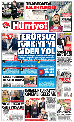 Prima pagina Hurriyet di oggi - Quotidiano estero