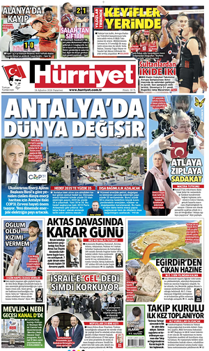 Prima pagina Hurriyet di oggi - Quotidiano estero