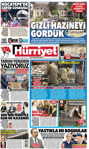 Prima pagina Hurriyet di oggi - Quotidiano estero