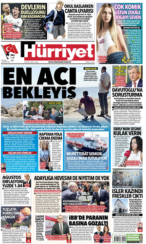 Prima pagina Hurriyet di oggi - Quotidiano estero