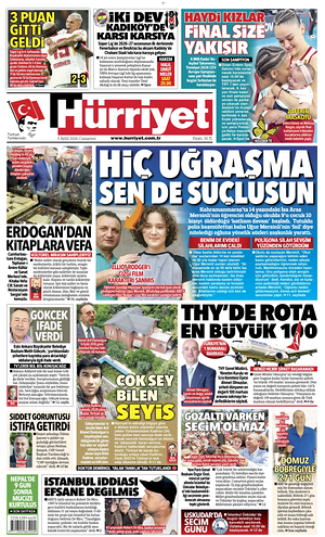 Prima pagina Hurriyet di oggi - Quotidiano estero