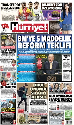 Prima pagina Hurriyet di oggi - Quotidiano estero