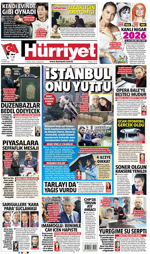 Prima pagina Hurriyet di oggi - Quotidiano estero