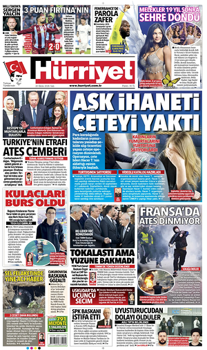Prima pagina Hurriyet di oggi - Quotidiano estero
