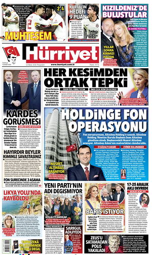 Prima pagina Hurriyet di oggi - Quotidiano estero