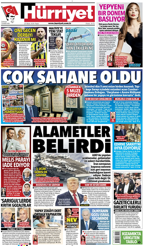 Prima pagina Hurriyet di oggi - Quotidiano estero
