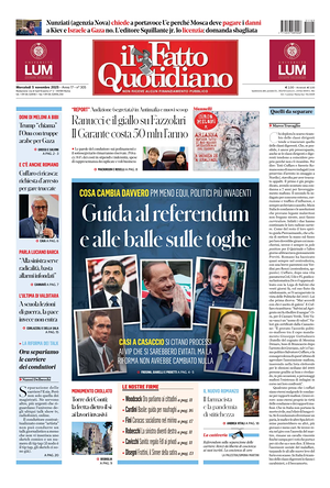 Prima pagina Il Fatto Quotidiano di oggi - Quotidiano nazionale