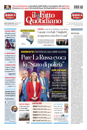 Prima pagina Il Fatto Quotidiano di oggi - Quotidiano nazionale