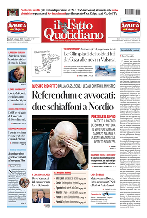 Prima pagina Il Fatto Quotidiano di oggi - Quotidiano nazionale