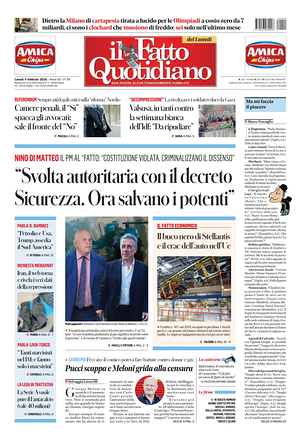 Prima pagina Il Fatto Quotidiano di oggi - Quotidiano nazionale