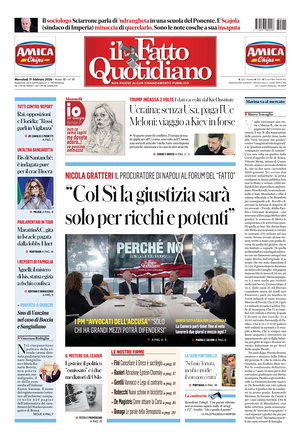Prima pagina Il Fatto Quotidiano di oggi - Quotidiano nazionale