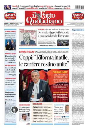 Prima pagina Il Fatto Quotidiano di oggi - Quotidiano nazionale