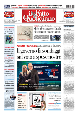 Prima pagina Il Fatto Quotidiano di oggi - Quotidiano nazionale