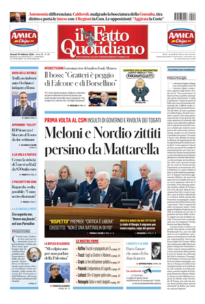 Prima pagina Il Fatto Quotidiano di oggi - Quotidiano nazionale