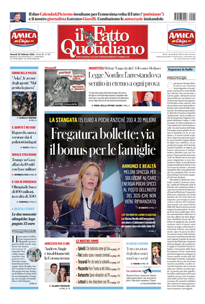 Prima pagina Il Fatto Quotidiano di oggi - Quotidiano nazionale