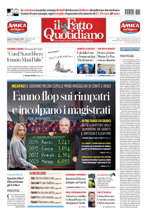 Prima pagina Il Fatto Quotidiano di oggi - Quotidiano nazionale