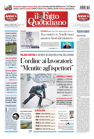 Prima pagina Il Fatto Quotidiano di oggi - Quotidiano nazionale