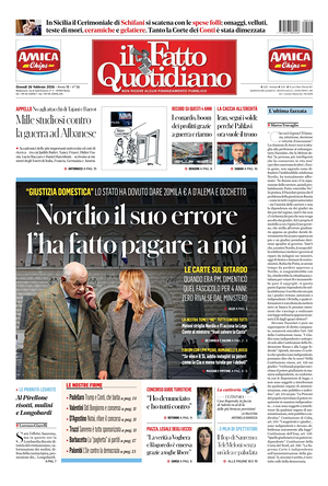 Prima pagina Il Fatto Quotidiano di oggi - Quotidiano nazionale