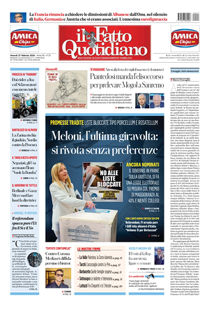 Prima pagina Il Fatto Quotidiano di oggi - Quotidiano nazionale