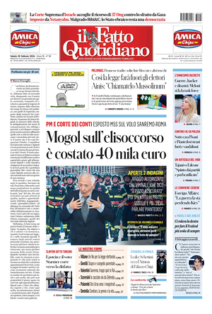 Prima pagina Il Fatto Quotidiano di oggi - Quotidiano nazionale