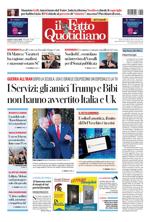 Prima pagina Il Fatto Quotidiano di oggi - Quotidiano nazionale