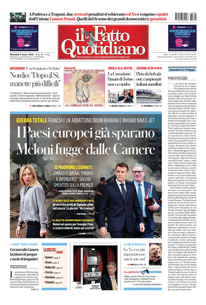 Prima pagina Il Fatto Quotidiano di oggi - Quotidiano nazionale