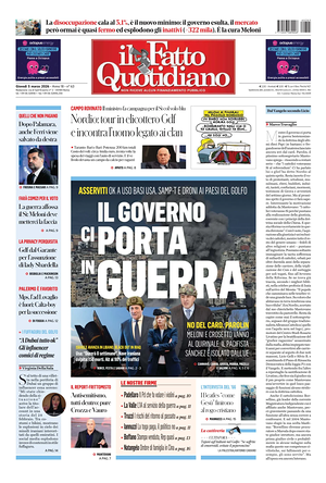 Prima pagina Il Fatto Quotidiano di oggi - Quotidiano nazionale