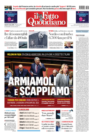 Prima pagina Il Fatto Quotidiano di oggi - Quotidiano nazionale
