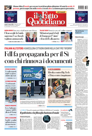 Prima pagina Il Fatto Quotidiano di oggi - Quotidiano nazionale
